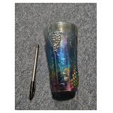 Indiana Glass Company Harvest Grape Iridescent Blue Carnival Glass - Estate Sales Warehouse (GR)