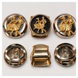 Mid-Century Rockabilly Dancing Couple Scarf Clips Set of 3, Black Enamel & Two-Tone Metal - Potterville