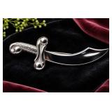 Rare 1940s Coro Era Chrome Scimitar Kilt Pin / Brooch C-Clasp Pat Pend 3.75" - Potterville