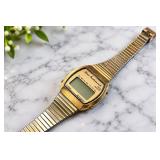 Texas Instruments Vintage Gold-Tone LCD Digital Alarm Watch Retro 1970s - Potterville