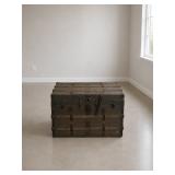 Antique Flat Top Steamer Trunk