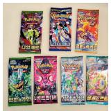 Lot of 7 Unopened Pokemon Card Packs - Includes 2 Mega Packs