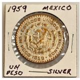 1959 - Mexico Silver Dollar - Un Peso