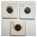 1911 - P / D / S - Lincoln Cent Set