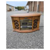 Vintage Record Player Stereo with Cassette Deck, 3-CD Changer & AM/FM Radio