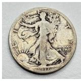 1917 S - Walking Liberty Silver Half Dollar - S on Obverse