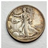 1918 D - Walking Liberty - Silver Half Dollar