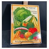 Ande Rooney Sunrise Vegetable Seeds Porcelain Enamel Advertising Sign W.D. Burt Co - Potterville