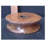 Vintage Solid Wood Industrial Pulley Wheel with Deep Rope Groove - 6 Inch - Potterville