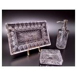 Godinger Shannon Dublin Crystal 3 Piece Vanity Set with Tray Soap Dispenser and Soap Dish - Potterville