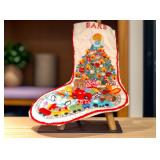 Vintage 1979 Sunset "Christmas Fantasy" Hand-Embroidered Crewel Stocking by Chris Davenport - Potterville