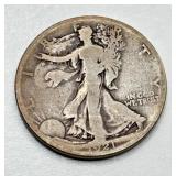 1921 S - Walking Liberty - Silver Half Dollar