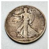 1921 D - Walking Liberty - Silver Half Dollar