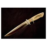 Stunning Custom Scrimshaw Full Tang Bowie Knife Heavy Leather Sheath NIB