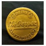 100% Authenticated Original 1930s Dr Pepper Solid Brass Sidewalk Marker