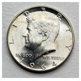 1964 D - Silver Kennedy Half Dollar - BU