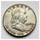 1949 D - Silver Franklin Half Dollar