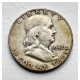 1952 D - Silver Franklin Half Dollar