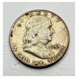 1953 D - Silver Franklin Half Dollar