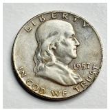 1957 D - Silver Franklin Half Dollar