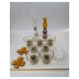 Collection of 7 Vintage Smokey-Amber Footed Pedestal Glasses and More!