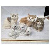 Small Collection of 4 Cat Themed Decorative Pieces/ 3 Realistic and 1 Porcelain