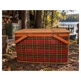 Vintage Redmon Plaid Picnic Basket by W.C. Redmon Company in Peru, Indiana