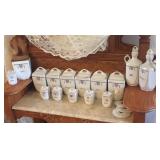 Vintage German 18 Pc Art Nouveau Canister Set Cruets Lids Spice Jars Lot Antique