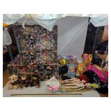 Vintage Floral Cardboard Storage Box w/ Barbie Dolls and Other Toys