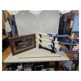 Decorative Shadow Box Frame w/ Yi Sun-sin Long Sward Replica/ 3 Pc. Set of Japanese Samurai Swords