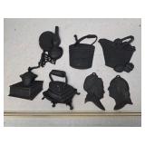 Collection of 7 Vintage Black Sexton Cast Metal Wall Sconce Decorations