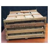 Antique Vtg Humpty Dumpty Owosso MFG. Michigan Wooden Egg Carrier Cartons Wood Box