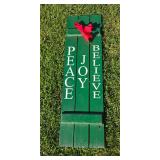 Vintage Hand Made, Hand Painted "Peace, Joy, Believe" Christmas Sign