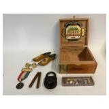 Arturo Fuente Cigar Box & Collectibles Lot: Miniature Figurines, Convention Medal & Wooden Clogs #7