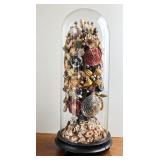 Antique Victorian Huge 26" Glass Cloche Dome Seashell Flowers OFFSITE CALEDONIA PICKUP