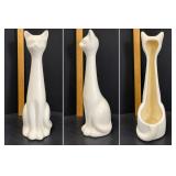 Vintage Tall White Ceramic Cat Toilet Brush Holder  18" - Potterville