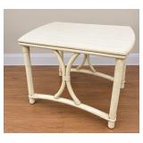 Vintage White Faux-Bamboo and Rattan Side Table
