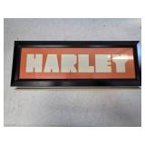 Vintage Harley-Themed Wall Display Piece in Bold Black Frame