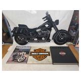 2 Vintage Harley Encyclopedia Books/12x12 Harley Ceramic Tile/Large Lasercut Metal Harley Wall Hang
