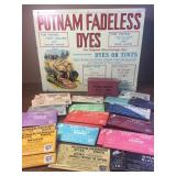 Antique Putnam Fadeless Dyes Store Countertop Cabinet & 34 Packets Advertising