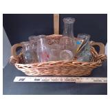 Hearth Basket of Vintage Dairy Bottles - Potterville