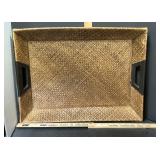 Hand-Woven Rectangular Seagrass Serving Tray With Built-In Side Handles - Potterville