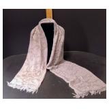 Ellen Tracy Pure Silk Fully Beaded Scarf. Neutral Taupe Accent. Elegant Evening Wrap. Excellent Cond - Potterville
