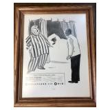 Vtg 1934 Chesapeake & Ohio Railroad Chessie Sleeping in Bed 13 x 16 Framed Advertisement