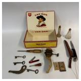 Vintage Van Dam Cigar Box & Assorted Antique Tool Lot #3