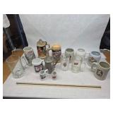 Small Collection of Vintage Ceramic, Metal, and Glass Beer Mugs/Steins