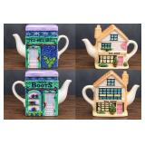 2 Vintage Ceramic Novelty Teapots Cowfolks Boots/Tex-Mex Grill & Cottage Tea Shop - Potterville