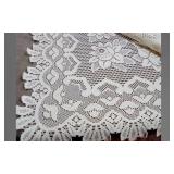 Vintage Heritage Lace Alpine Rose Floral Tablecloth 60" x 108" White Pristine - Potterville