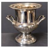 Elegant Silverplate Champagne & Wine Cooler Ornate Twin Handles, Fluted Pedestal - Potterville