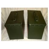 Two Metal Military-Style Ammo Storage Boxes